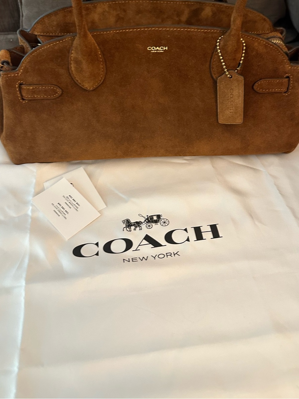 Coach Empire Medium Suede Carryall Slim Shoulder Bag 34 NWT - Picture 7 of 7